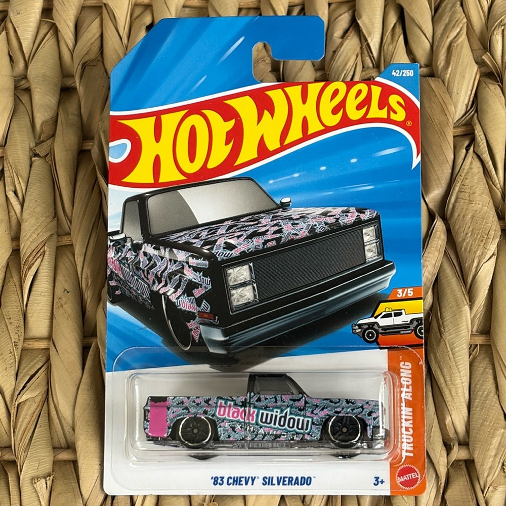 Hot Wheels 1983 Chevy Silverado Black Widow 83 Chevrolet Truck Hotwheels 2025 🆕
